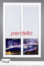 Plicell Ekru Mermer Desenli Plise Perde