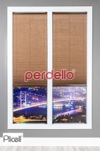 Plicell Kahve Mermer Desenli Plise Perde