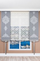 Damask Çiftli Stor Perde Gümüş Varaklı