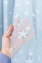 Mavi Yıldız Desenli Tül Perde