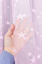 Pembe Yıldız Desenli Tül Perde