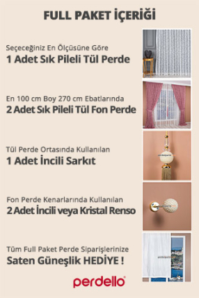 Damask Mor Full Paket Perde
