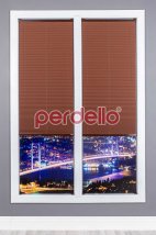 Perdello Düz Kahve Plise Perde
